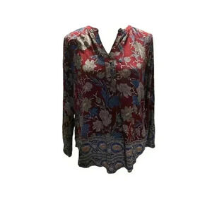 Lucky Brand Tunic Top Womens Small Floral Long Sleeve Viscose